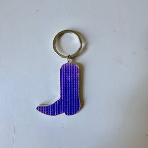 New BAG CHARM Western Cowboy Boot In Purple Tone Key Chain
